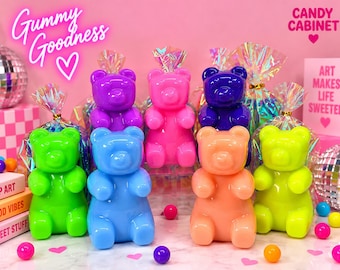 Große 12,7 cm große Gummibärchen-Figur aus Kunstharz – Bonbonfarbene Pop-Art-Dekoration – Holografisch verpackt – Tolles Geschenk für Kunstliebhaber und Sammler