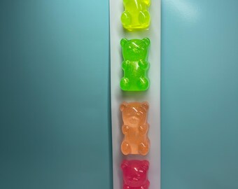 Glitter Neon Rainbow Gummy Bear Wall Art: 3D Pop Art