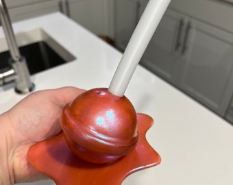 Giant Metallic Pink Lollipop Sculpture: Handmade Candy Pop Art Decor
