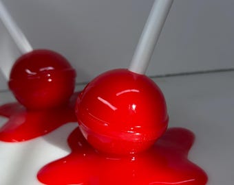 Smeltlolly extra groot pop-artdecor rood, harssculptuur, snoepkunst
