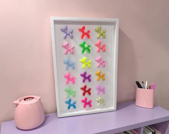 Rainbow Balloon Dog Wall Art – Pop Art Candy Sculpture – Colorful Resin Wall Hanging – Kawaii Maximalist Decor – Candy Cabinet Collection