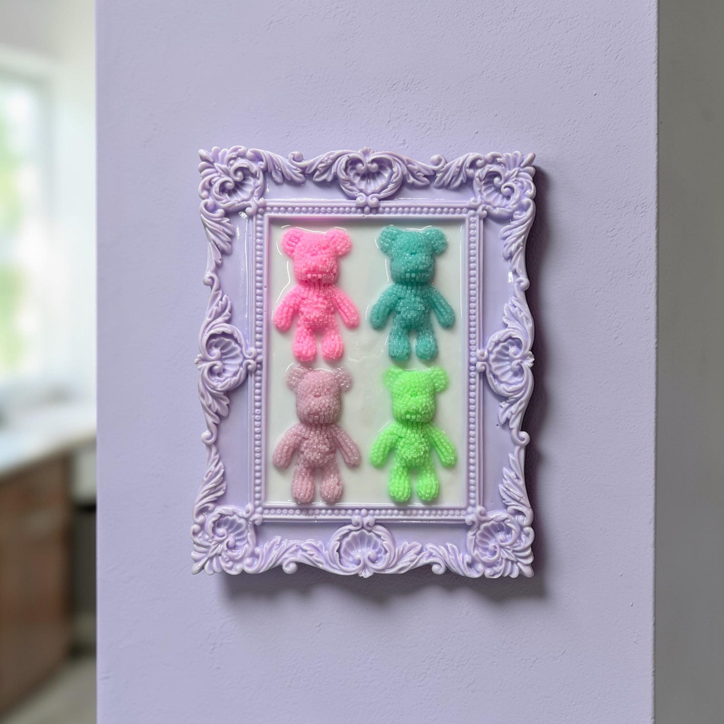 Handmade Resin Gummy Bear Wall Art – Textured Candy Pop Art Frame