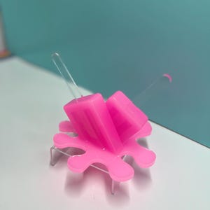 Pink Large Melting Splatter Double Popsicle, Neon Pop Art Decor, Resin Sculpture, Candy Art
