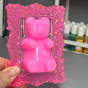Gummy Bear Wall Art, Neon Pink, 3D Pop Art, Neon Resin Art, Candy Art, Pop Art Decor, Kids Nursery Decor, Shimmer Glitter Frame
