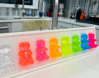 Extra Large Neon Rainbow Resin Gummy Bears, 3D Pop Art wall art, Nursery Room Decor, Candy Art, Wall Hanging