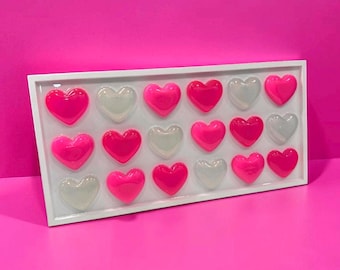 Pink Gummy Heart Wall Art | Large 3D Resin Pop Art | Statement Candy Wall Decor | Pink Gallery Wall Art | Modern Kawaii Heart Sculpture