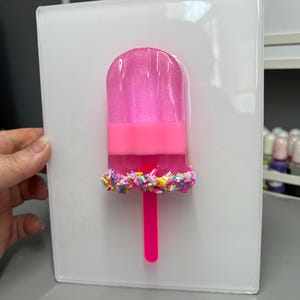 Pink Resin Popsicle Rainbow Sprinkles, 3D Pop Art wall art, Nursery Room Decor, Candy Art, Wall Hanging