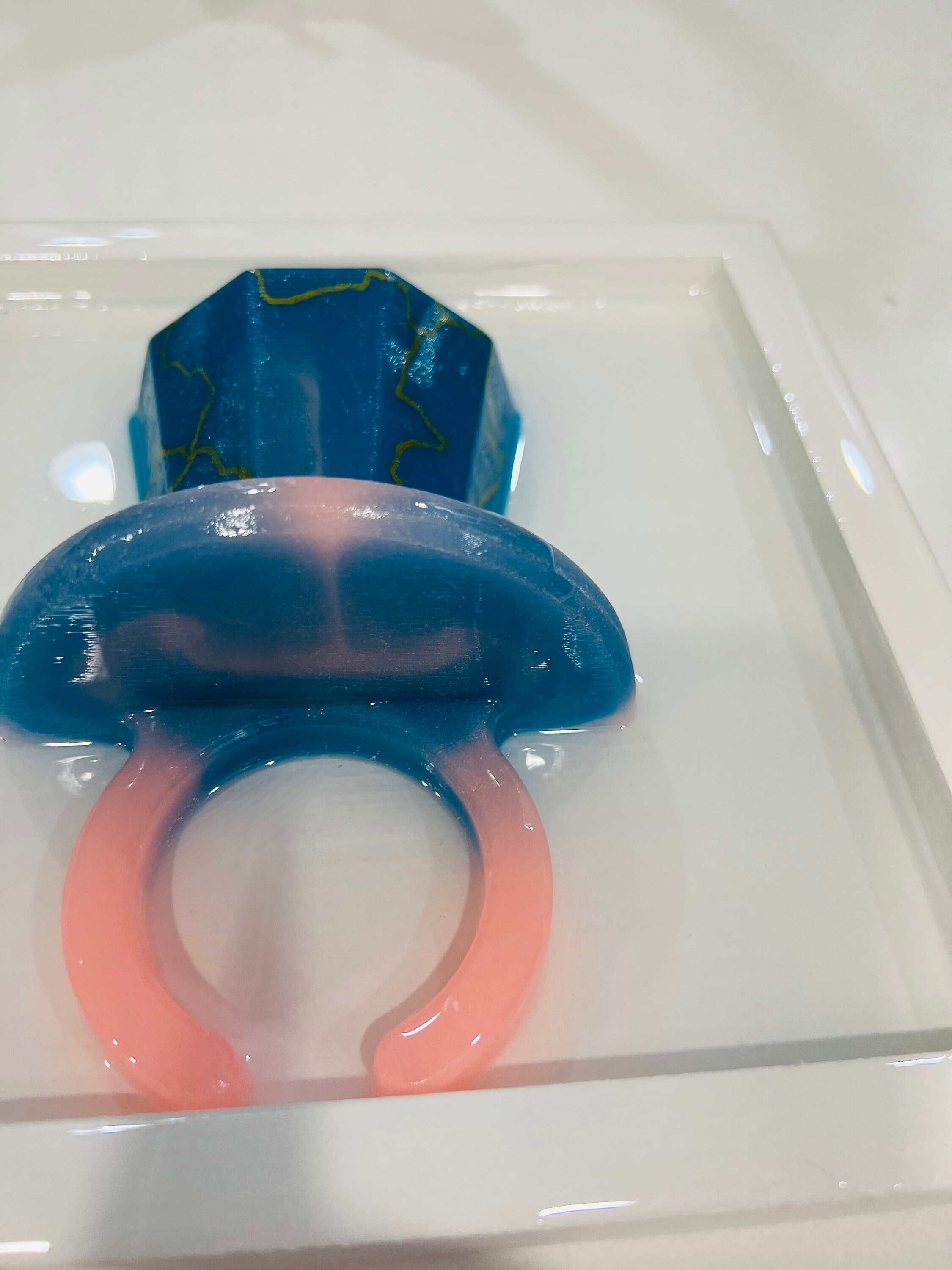 Giant Ring Pop Wall Art Gold Marbled Teal & Peach 3D Pop Etsy