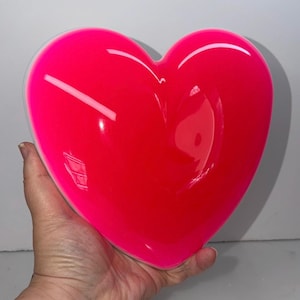 Jumbo Neon Pink Resin Heart: 3D Pop Art Wall Hanging, Handmade