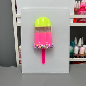 Pink Resin Popsicle Rainbow Sprinkles, 3D Pop Art wall art, Nursery Room Decor, Candy Art, Wall Hanging