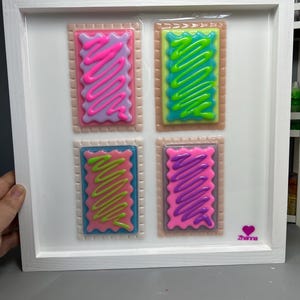 3D Pop Art Toaster Pastry Wall Hanging: Handmade Candy Art, Fun Bold Food Frosting Wall Decor OOAK Handmade image 7