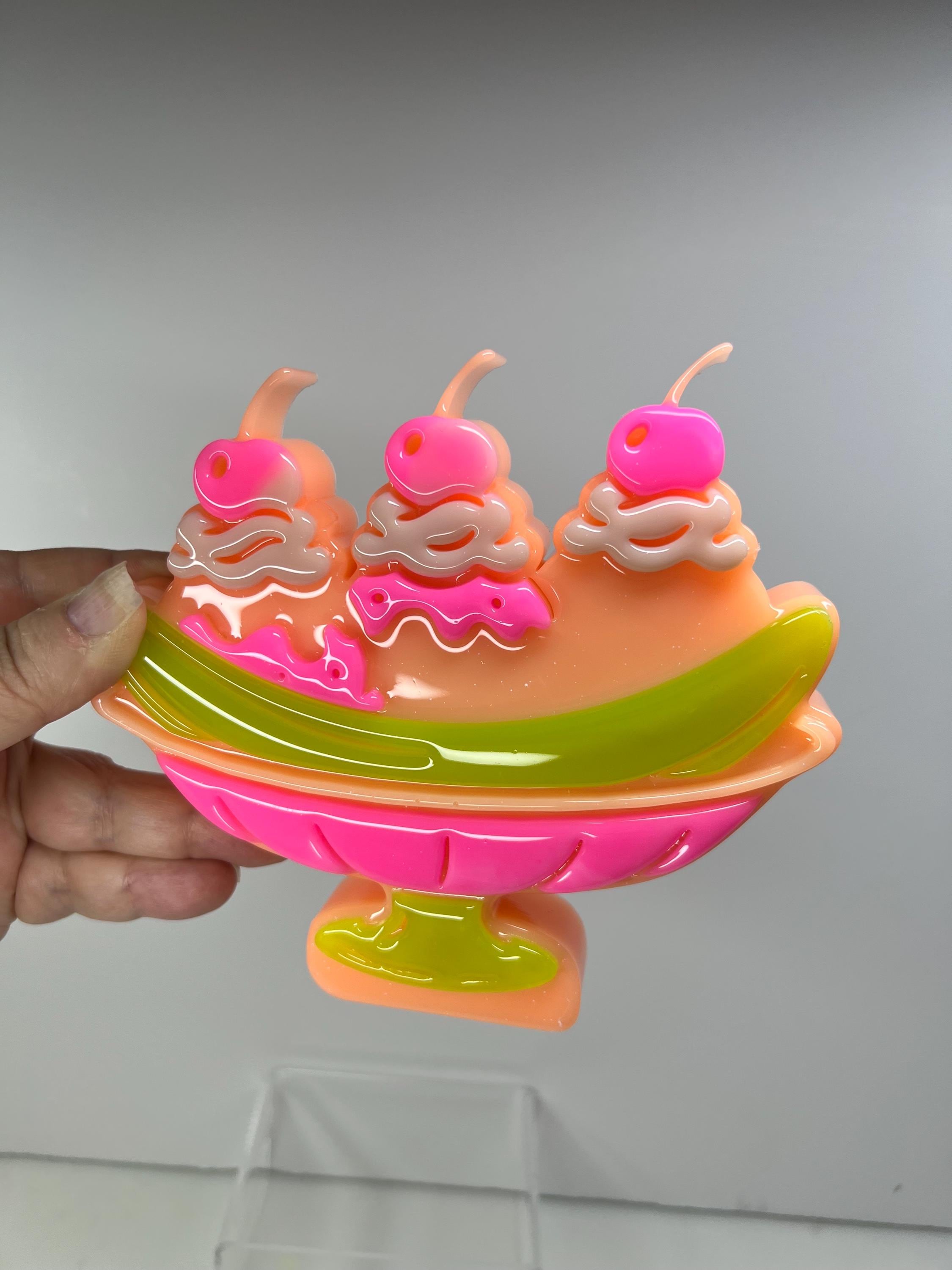 Banana Split Pop Art Sculpture – 3D Resin Ice Cream Wall Art
