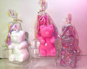 Große 13 cm Gummibärchen-Figur aus Harz – bonbonfarbenes Pop-Art-Dekor – holografische Geschenkverpackung – lustiges Geschenk für Kunstliebhaber und Sammler