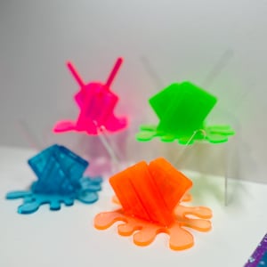 Neon Pink Blue Orange or Green Large Melting Splatter Double Popsicle, Neon Pop Art Decor, Resin Sculpture, Candy Art