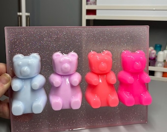 Pastelhars gummibeer kunst aan de muur: 3D snoepdecor, kleurrijke vrolijke kinderkamer muurdecoratie, gummyberen muurhanger