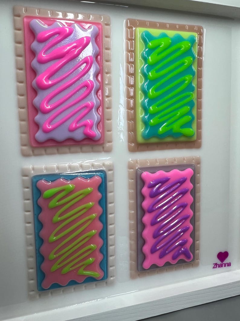 3D Pop Art Toaster Pastry Wall Hanging: Handmade Candy Art, Fun Bold Food Frosting Wall Decor OOAK Handmade image 5