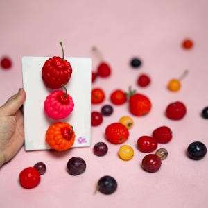 Cherry Wall Art • 3D Resin Cherry Decor • Pop Art Kitchen Wall Decor • Pink Fruit Wall Art • Cute Kitchen Decor • Small Wall Hanging 8x6 image 2