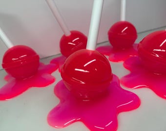 Smältande Lollipop Extra Stor Pop Art Dekor Dopamin Neonrosa, Hartsskulptur, Godiskonst