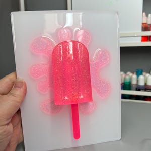 Pink Sparkles Resin Popsicle Melting Splatter, 3D Pop Art wall art, Nursery Room Decor, Candy Art, Wall Hanging