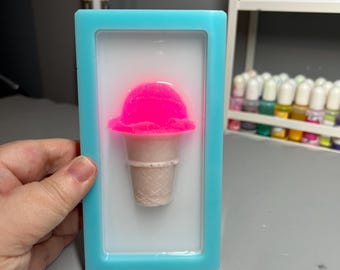 Ice cream Neon Pink and Blue Resin Painting , 3D Pop Art wall art, Nursery Room Decor, Candy Art, Wall Hanging