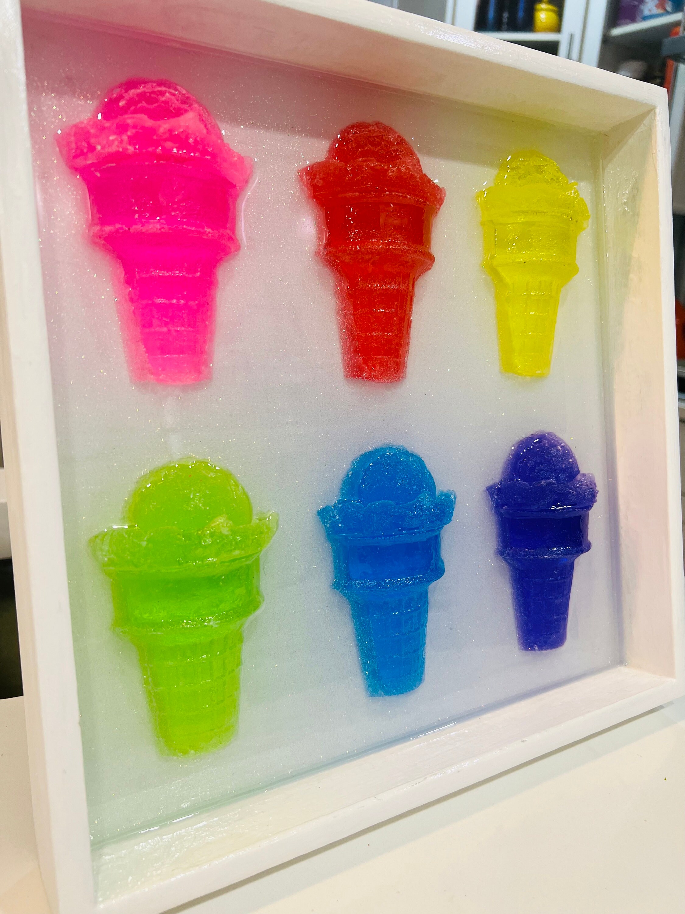 Large Ice Cream Wall Art Rainbow Icecream 3D Pop Art Resin Etsy