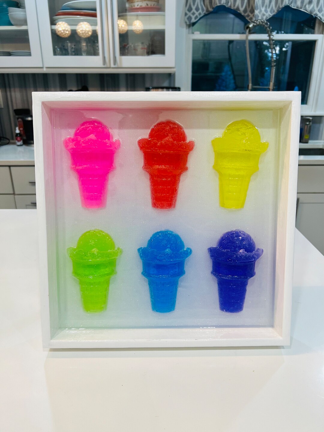 Neon Large Ice Cream Wall Art, Rainbow Icecream, 3D Pop Art, Resin Art, Candy Art, 3D Ice Cream