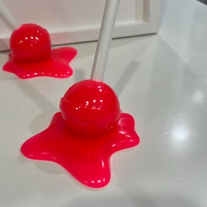 Large Melting Lollipop Pop Art Decor Bright Pink, Resin Sculpture, Candy Art