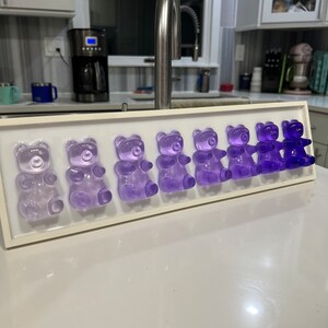 Extra Large Purple Ombre Resin Gummy Bears, 3D Pop Art wall art, Nursery Room Decor, Candy Art, Wall Hanging