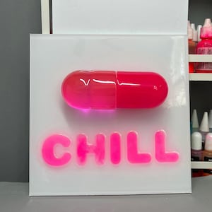 Pill Pop ART Happy Chill Pill Capsule, 3D Pop Art wall art, Candy Art, Wall Hanging