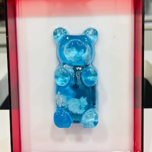 Blue Skies Giant Gummy Bear Wall Art, 3D Pop Art, Neon Resin Art, Candy Art, Pop Art Decor, Kids Nursery Decor, Blue Sky with Clouds