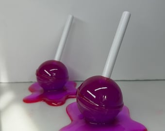 Smeltlolly extra groot pop-artdecor paars, harssculptuur, snoepkunst