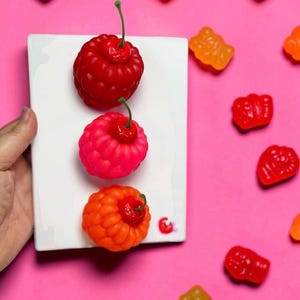 Cherry Wall Art • 3D Resin Cherry Decor • Pop Art Kitchen Wall Decor • Pink Fruit Wall Art • Cute Kitchen Decor • Small Wall Hanging 8x6 image 1