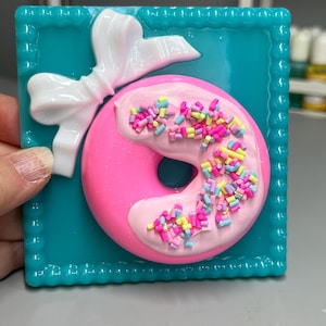 Donut Sprinkles 3D Pop Art: Pink Teal Resin Decor