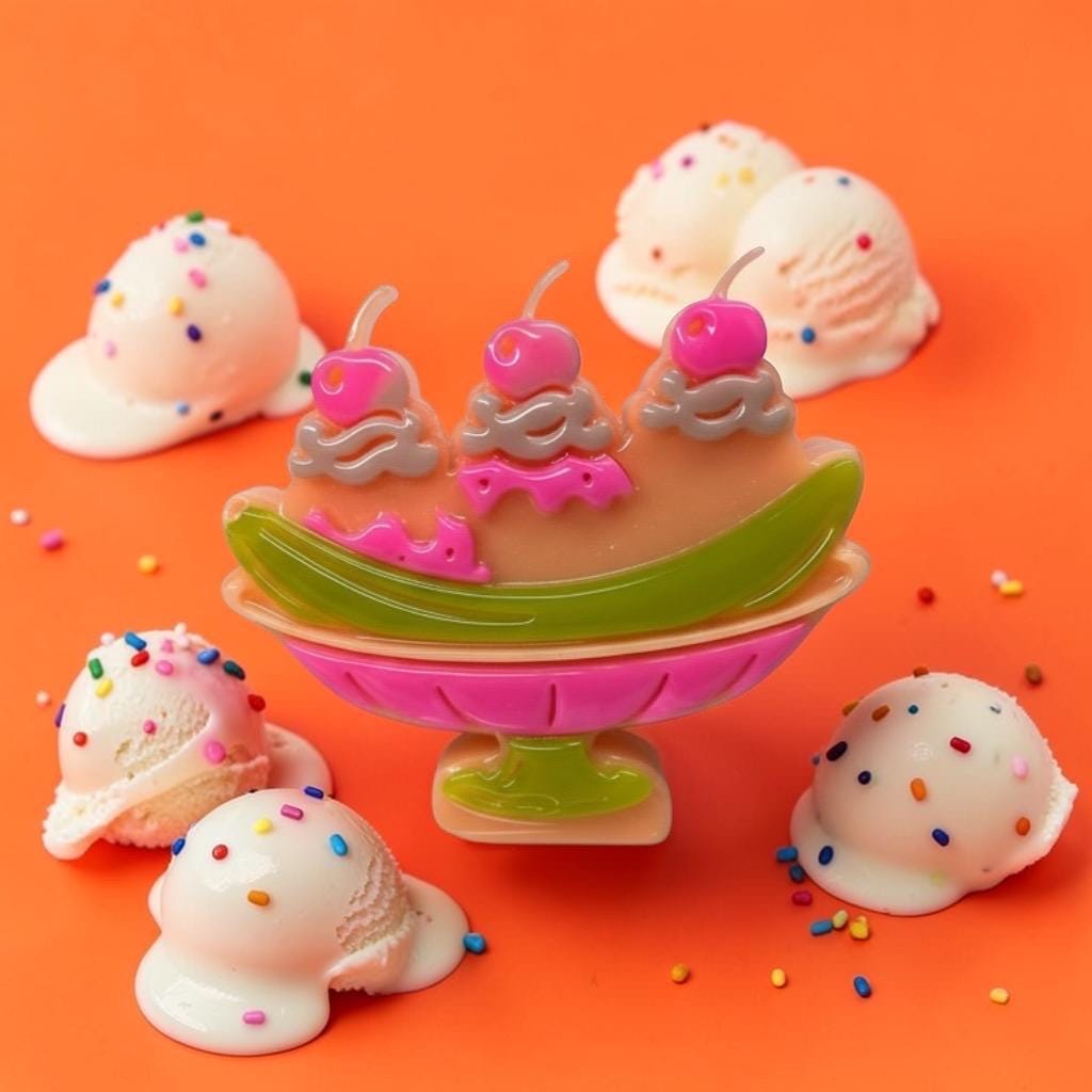 Banana Split Pop Art Sculpture – 3D Resin Ice Cream Wall Art