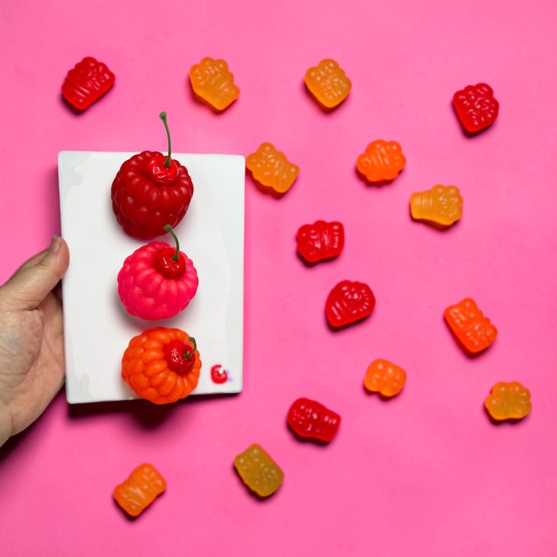 Cherry Wall Art • 3D Resin Cherry Decor • Pop Art Kitchen Wall Decor • Pink Fruit Wall Art • Cute Kitchen Decor • Small Wall Hanging 8x6 image 12
