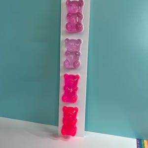 Vertical Pink Resin Gummy Bears, 3D Pop Art wall art, Nursery Room Decor, Candy Art, Wall Hanging