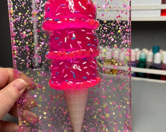 Pink Ice cream Sprinkles Confetti Sparkle Resin Painting , 3D Pop Art wall art, Nursery Room Decor, Candy Art, Wall Hanging