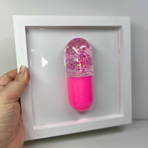 Magic Pink Pill Pop ART Happy Chill Pill Capsule, 3D Pop Art wall art, Candy Art, Wall Hanging