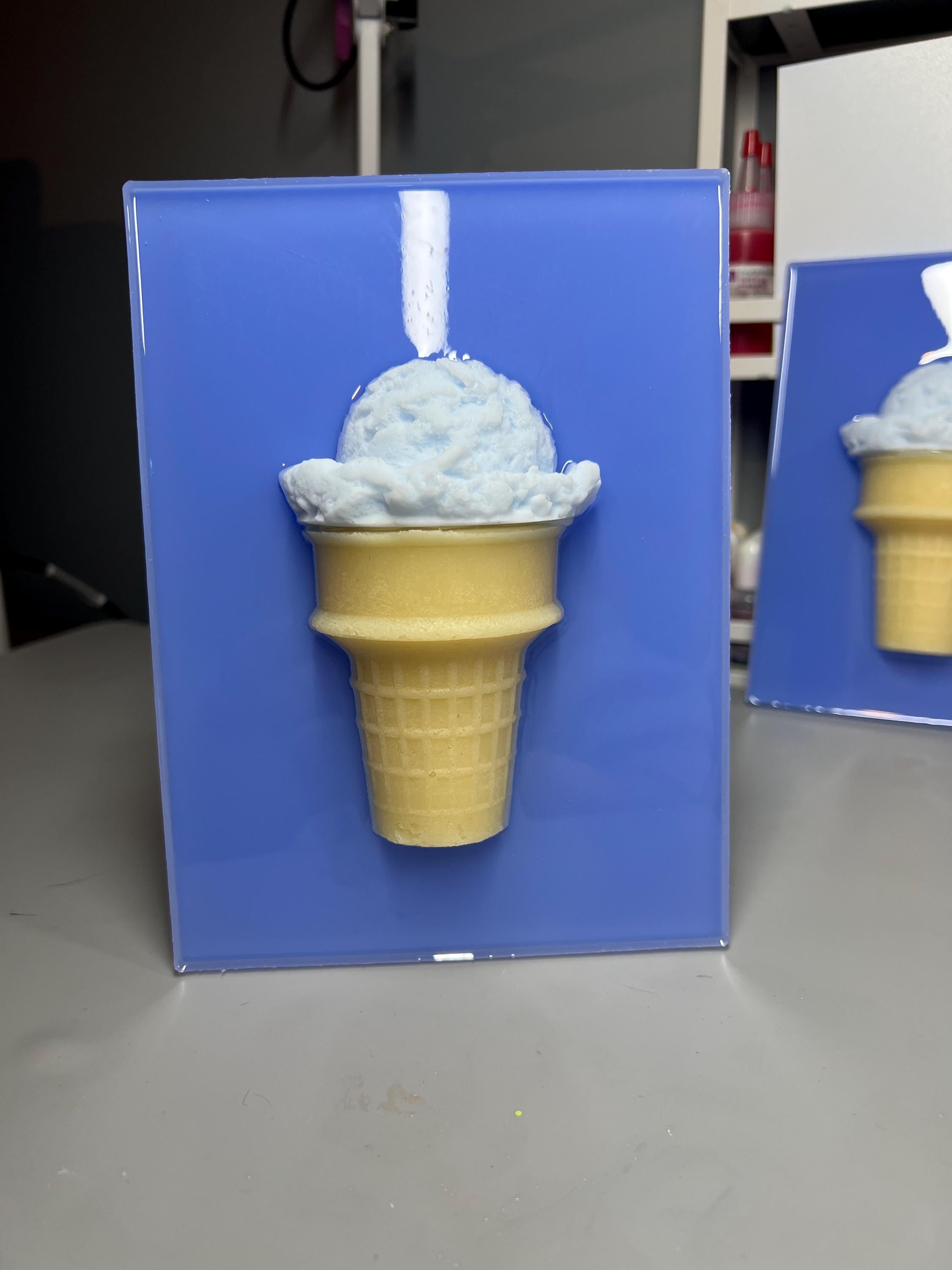 Ice cream Blue Periwinkle Resin, 3D Pop Art wall art, Nursery Room Decor, Candy Art, Wall Hanging