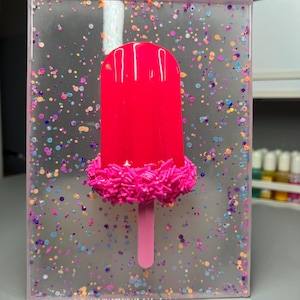 Neon Pink Resin Confetti Popsicle Pink Sprinkles, 3D Pop Art wall art, Nursery Room Decor, Candy Art, Wall Hanging