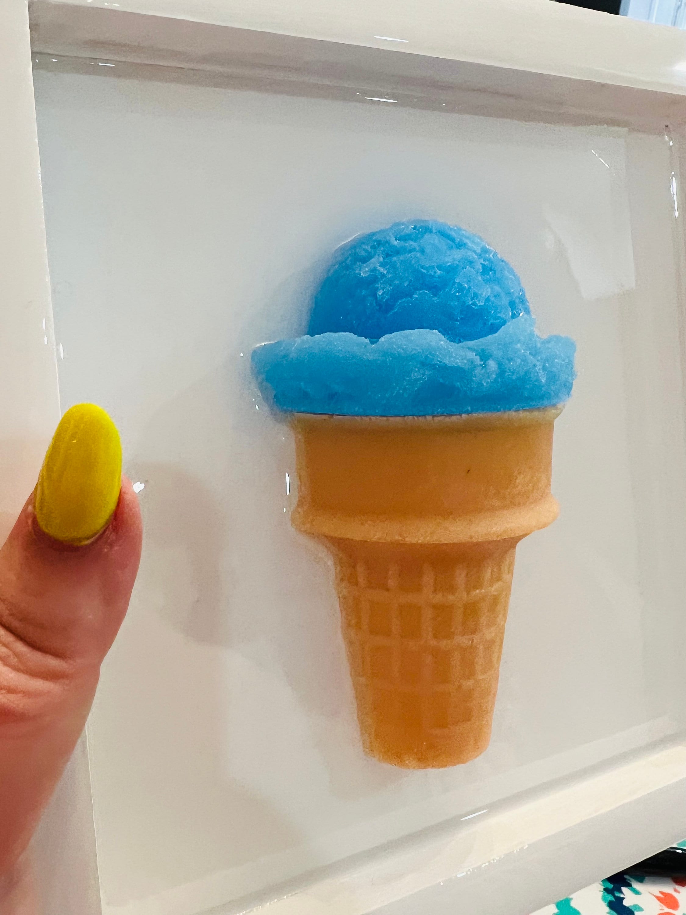 3D Blue Resin Ice Cream Cone Wall Art - Kids Nursery Decor