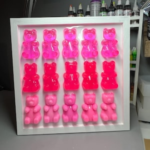 Handmade Neon Pink Resin Gummy Bear Pop Art - 3D Wall Decor