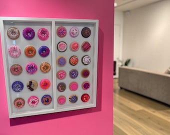Candy Cabinet™ Dessert Charcuterie Wall Sculpture – 24x24” Original Resin Pop Art | Handmade Donuts & Cookies | Large Collectible Candy Art