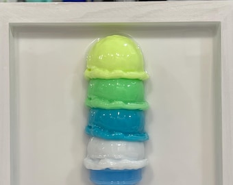 3Dアイスクリーム樹脂ウォールアート：レインボーキャンディポップ