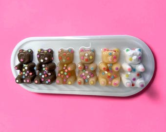 Handmade Resin Gummy Bear Wall Art 13x5” | Candy Color Pop Art Sculpture | Kawaii Candy Decor | Playful Modern Wall Art
