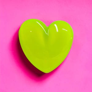 Neon Yellow Resin Heart Wall Art – Acid Lime Pop Art Decor, Glossy Dopamine Heart Sculpture