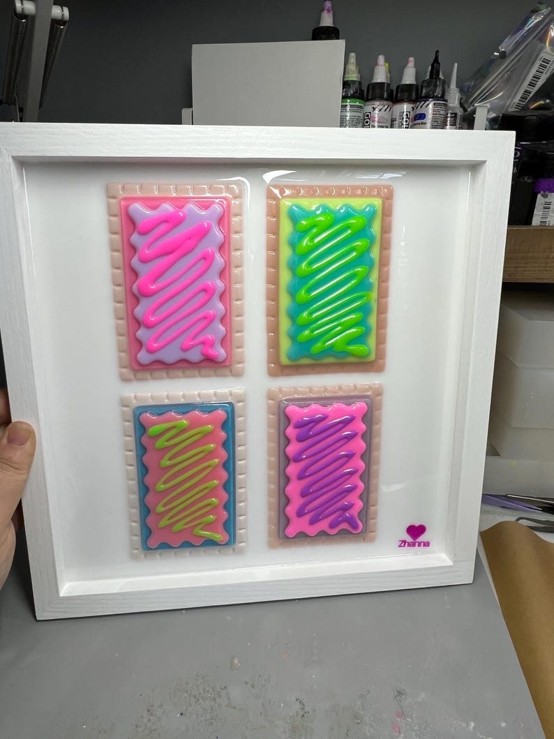 3D Pop Art Toaster Pastry Wall Hanging: Handmade Candy Art, Fun Bold Food Frosting Wall Decor OOAK Handmade image 3