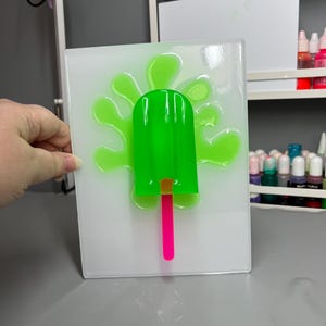 Neon Green Resin Popsicle Melting Splatter, 3D Pop Art wall art, Nursery Room Decor, Candy Art, Wall Hanging