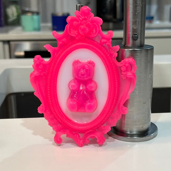 Gummy Bear Wall Art, Neon Pink, 3D Pop Art, Neon Resin Art, Candy Art, Pop Art Decor, Kids Nursery Decor, Neon Pink Frame