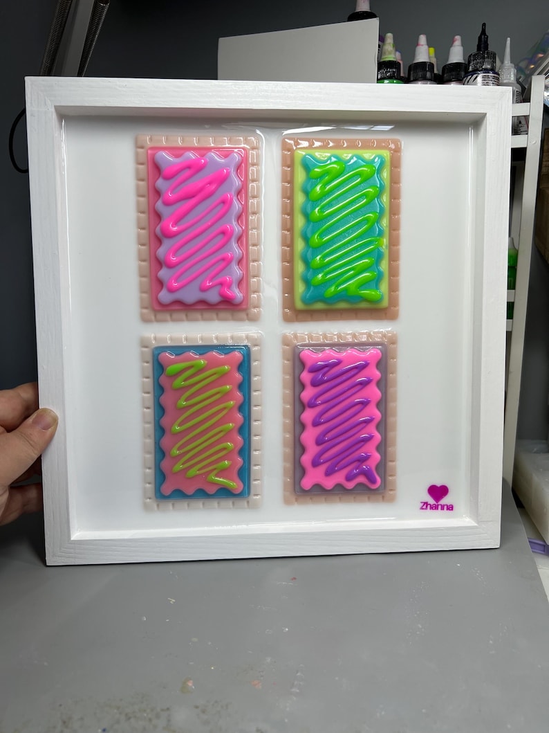 3D Pop Art Toaster Pastry Wall Hanging: Handmade Candy Art, Fun Bold Food Frosting Wall Decor OOAK Handmade image 10